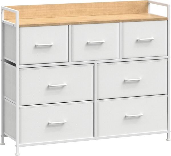 SONGMICS HOME 7-Drawer Chest of Drawers, Dresser for Bedroom, Bedroom Cabinet Organiser, 7 Fabric Drawers with Handles, Easy Assembly, Metal Frame Organiser, Entryway, Children Room, Household - Image 5