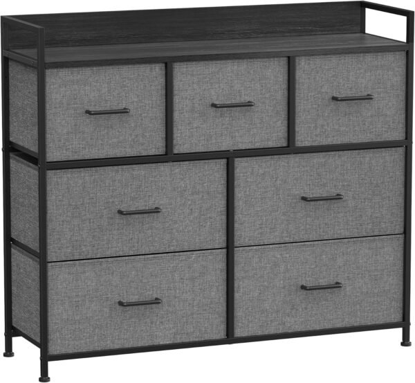 SONGMICS HOME 7-Drawer Chest of Drawers, Dresser for Bedroom, Bedroom Cabinet Organiser, 7 Fabric Drawers with Handles, Easy Assembly, Metal Frame Organiser, Entryway, Children Room, Household - Image 4